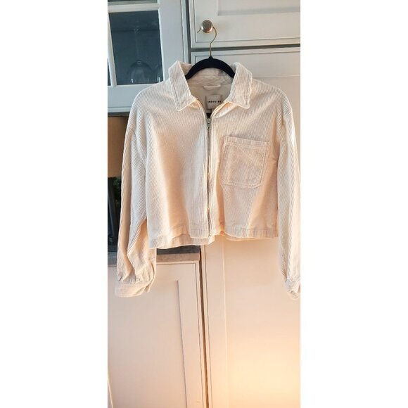 INDUSTRY Jackets & Blazers - Industry Cream White Corduroy Zip Jacket Lightweight Large